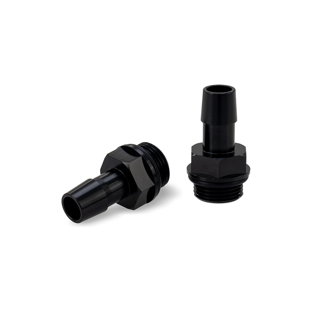 CNC-machined 6061 aluminum Mishimoto fitting with Viton O-Ring seal