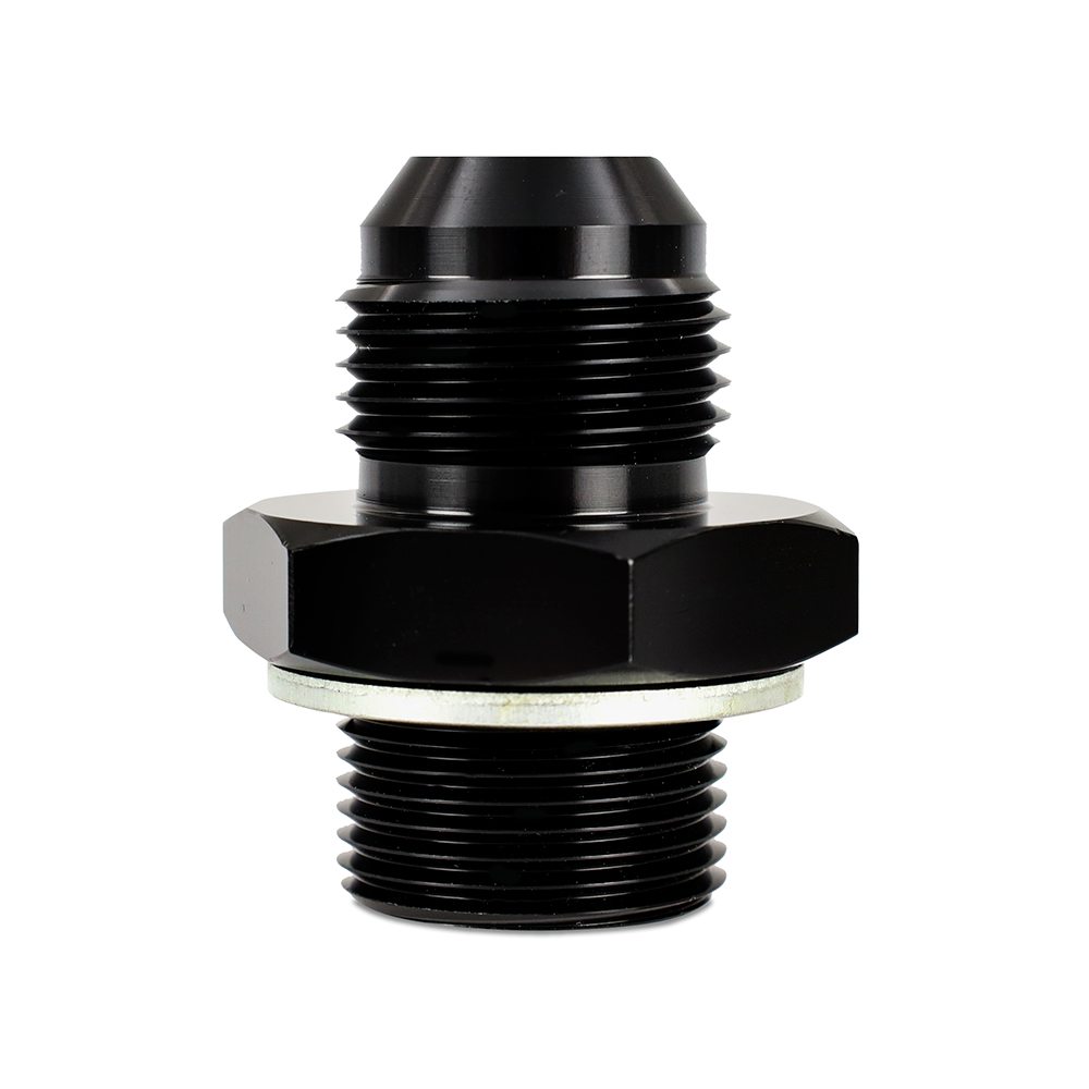 Mishimoto MMFT-M22-10 black anodized aluminum fitting adapting M22 X 1.5 to -10AN