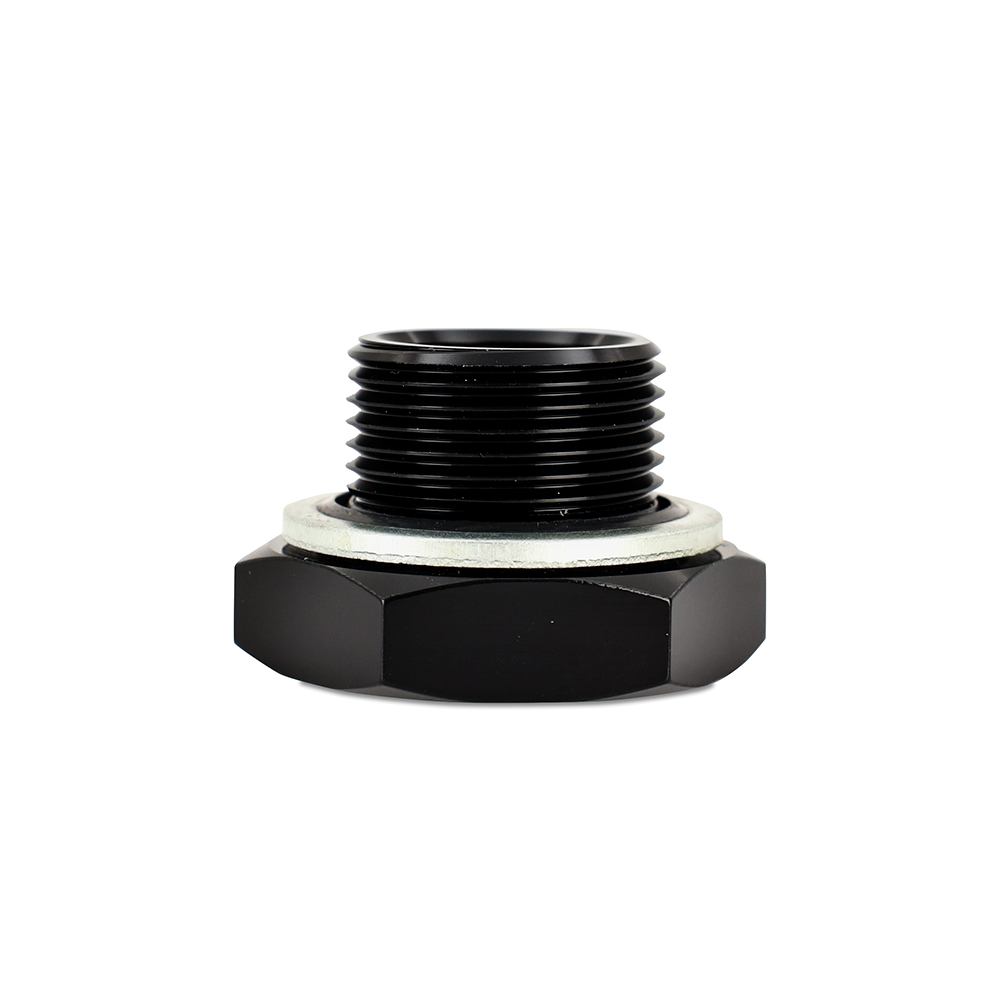 Mishimoto MMFT-M22-18NPT black anodized aluminum oil cooler fitting, M22x1.5 to 1/8 in NPT