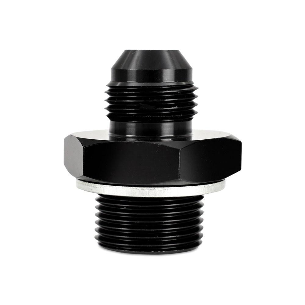 Mishimoto MMFT-M22-8 black anodized aluminum fitting adapting M22 X 1.5 to -8AN