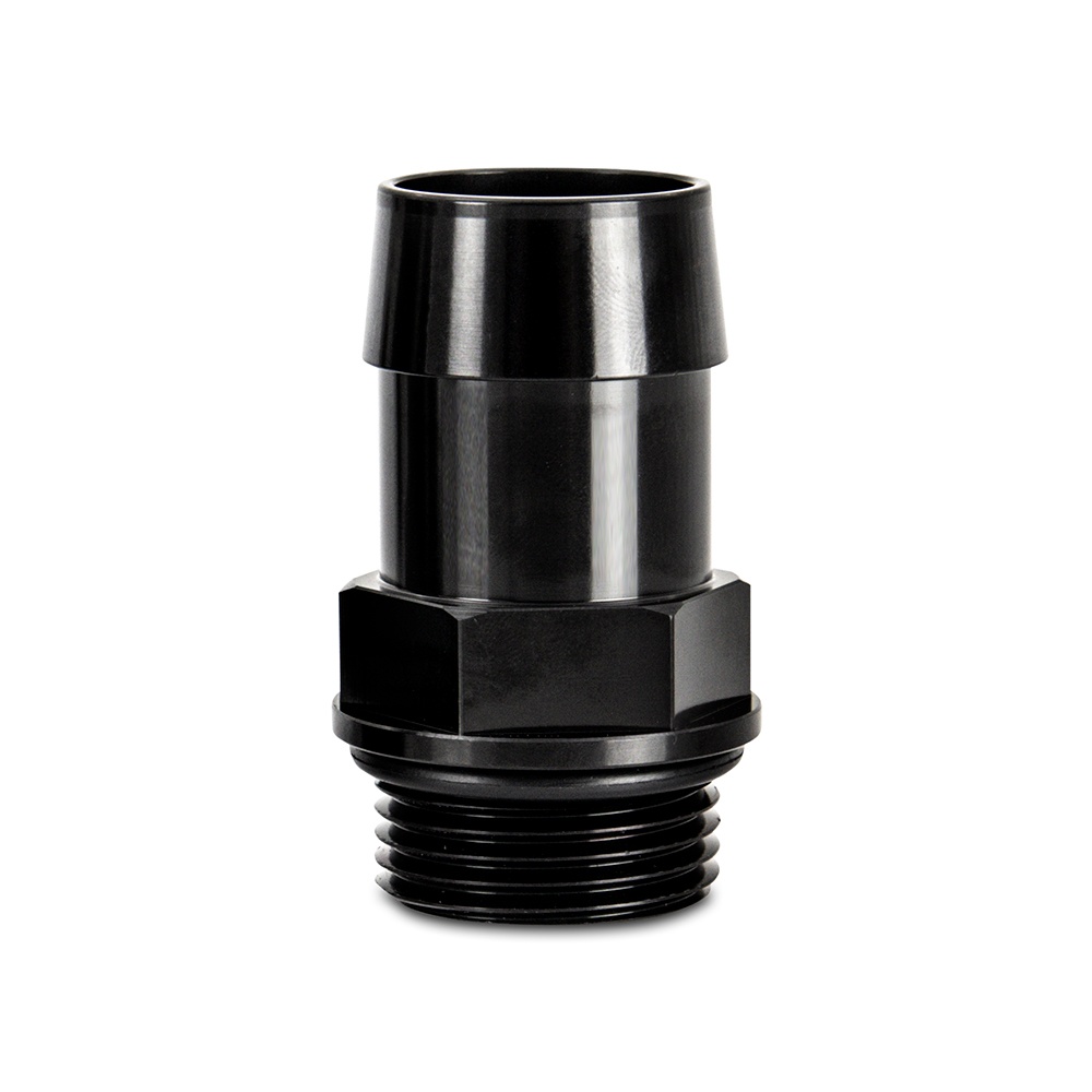 Mishimoto MMFT-M27-1BK black anodized M27x2.0 to 1-in hose barb aluminum fitting