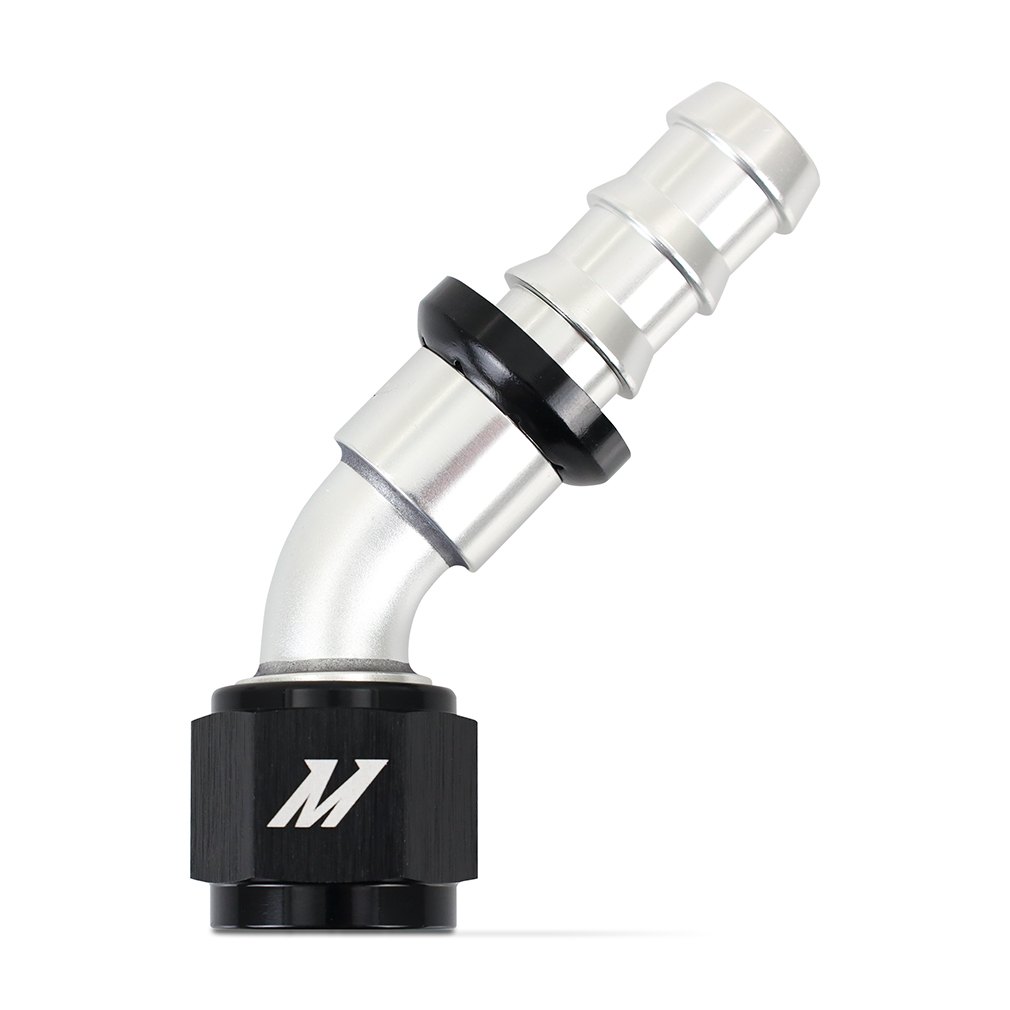 Close-up of the -10AN push-lock end on the Mishimoto MMFT-PL-1045 fabrication fitting