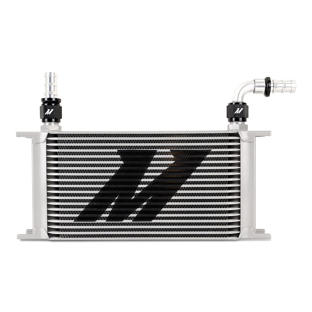 Mishimoto -10AN Push Lock Fitting MMFT-PL-1090 in silver and black anodized aluminum, 90-degree angle