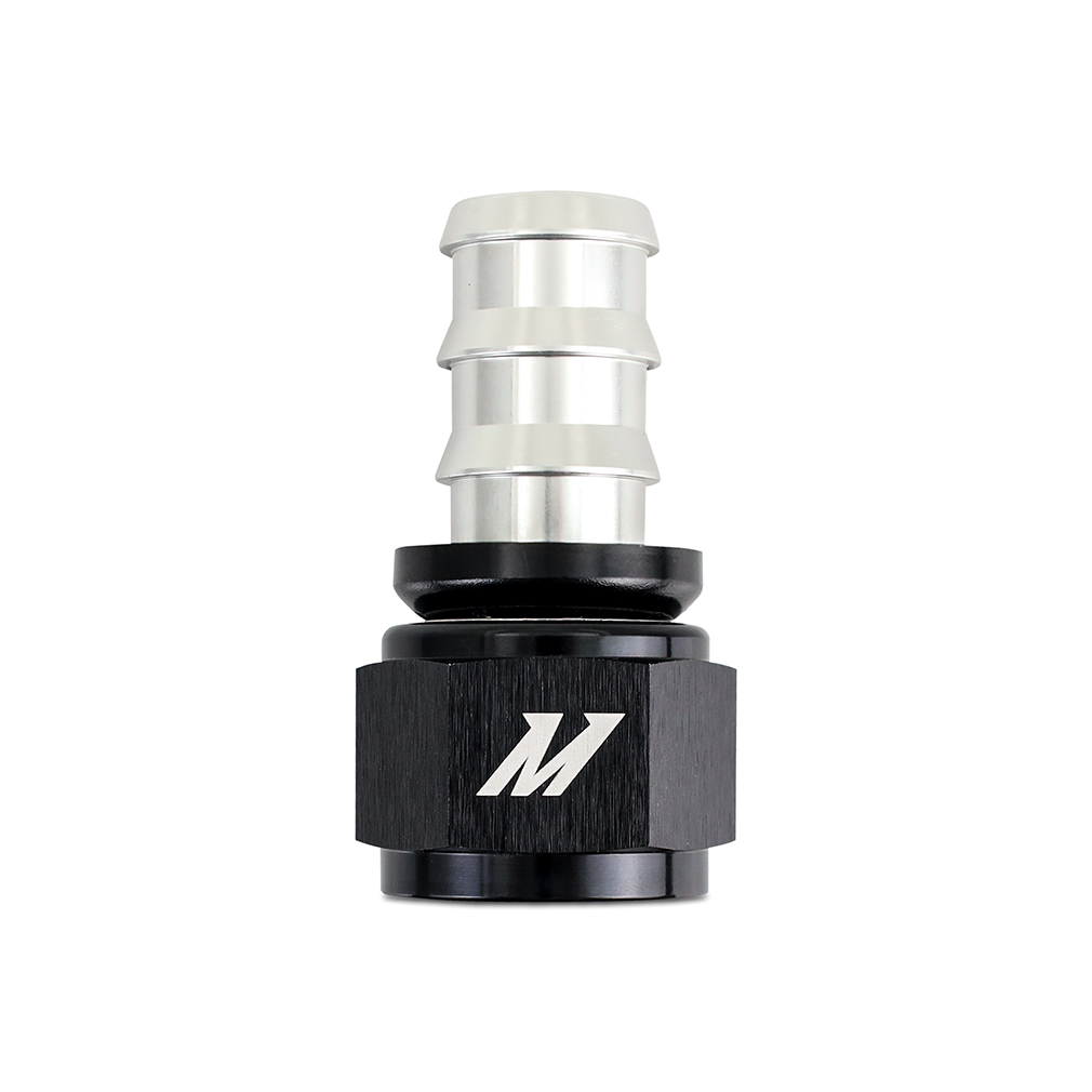 Mishimoto -12AN Push Lock Fitting shown in 45-degree angle configuration for line routing