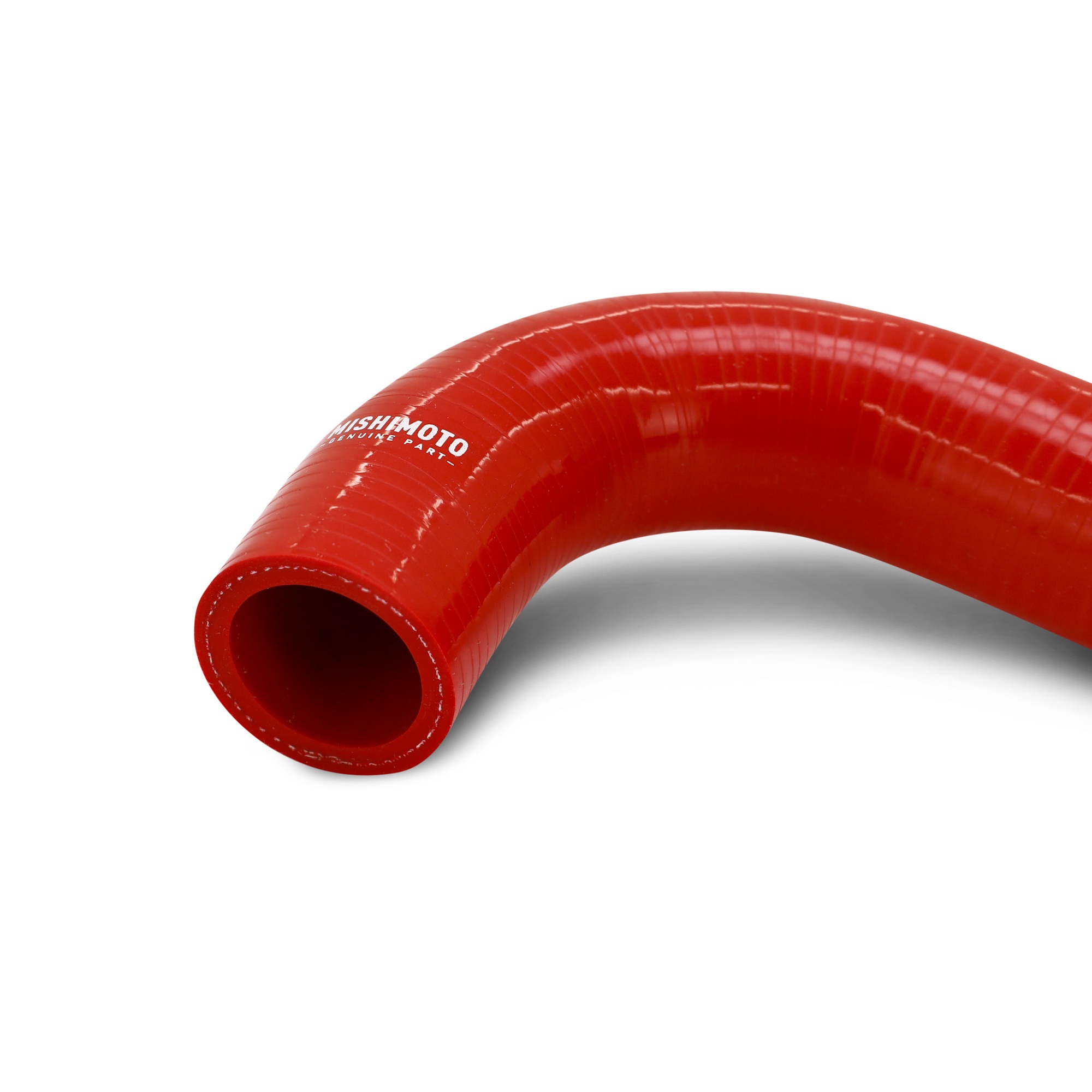 Close-up of Mishimoto silicone coolant hose showing heat-resistant embedded fiber layers