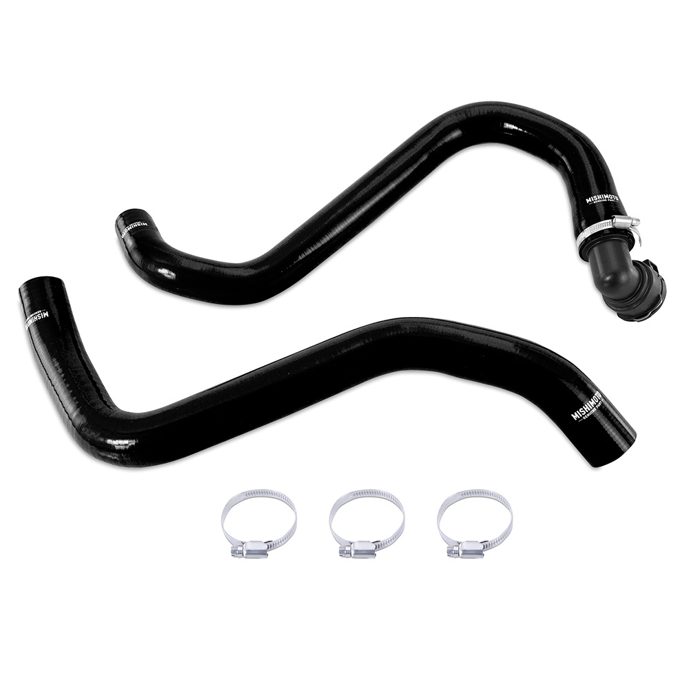 Upper and lower silicone radiator hoses from Mishimoto designed for 2015-2017 Ford F-150 Lariat, XL, and XLT 2.7L EcoBoost