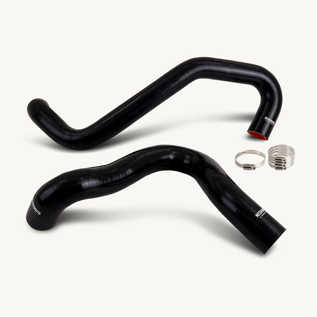 Mishimoto MMHOSE-F2D-01RRBK black silicone coolant hose reroute kit for 2001-2003 Ford 7.3L Powerstroke