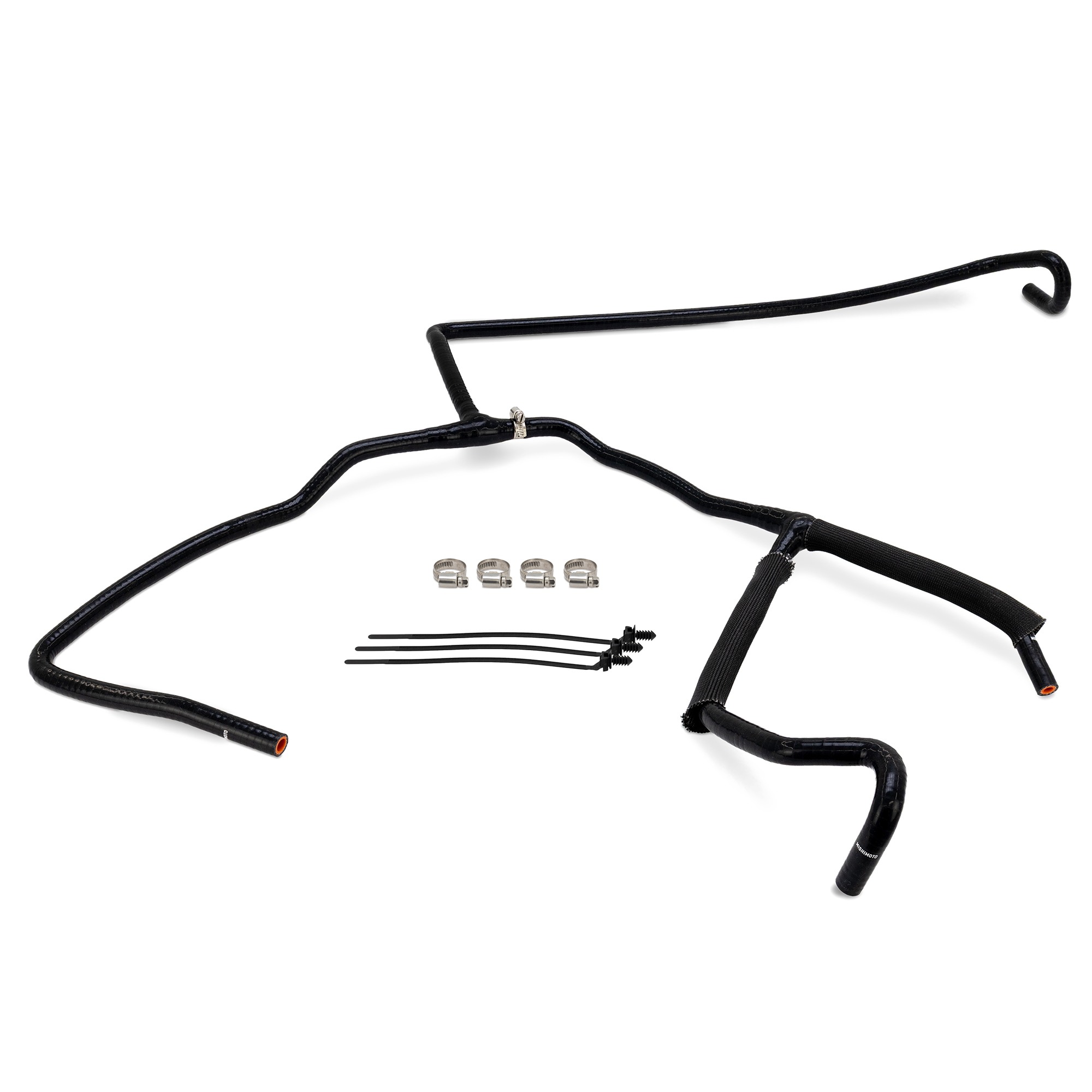 Mishimoto MMHOSE-F2D-11OV black silicone coolant overflow Y-hose for 6.7L Powerstroke