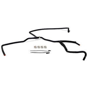 Mishimoto MMHOSE-F2D-15OV black silicone coolant overflow hose for 6.7L Powerstroke trucks