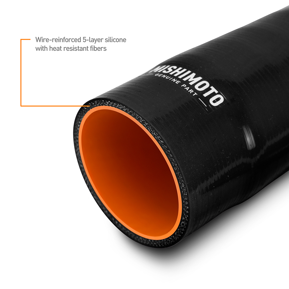 Wire-reinforced 5-layer silicone construction of the Mishimoto Lexus IS300 intake hose
