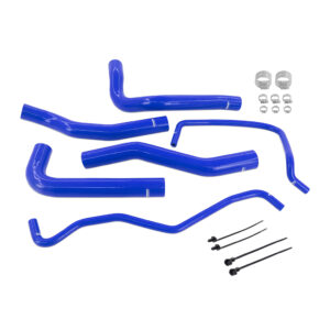 Mishimoto blue silicone radiator hose kit for 2024-2026 Ford Mustang EcoBoost, part MMHOSE-MUS4-24BL