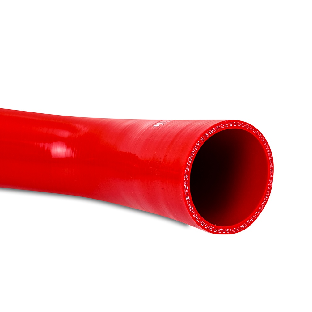 Close-up of Mishimoto silicone lower radiator hose showing internal anti-collapse spring
