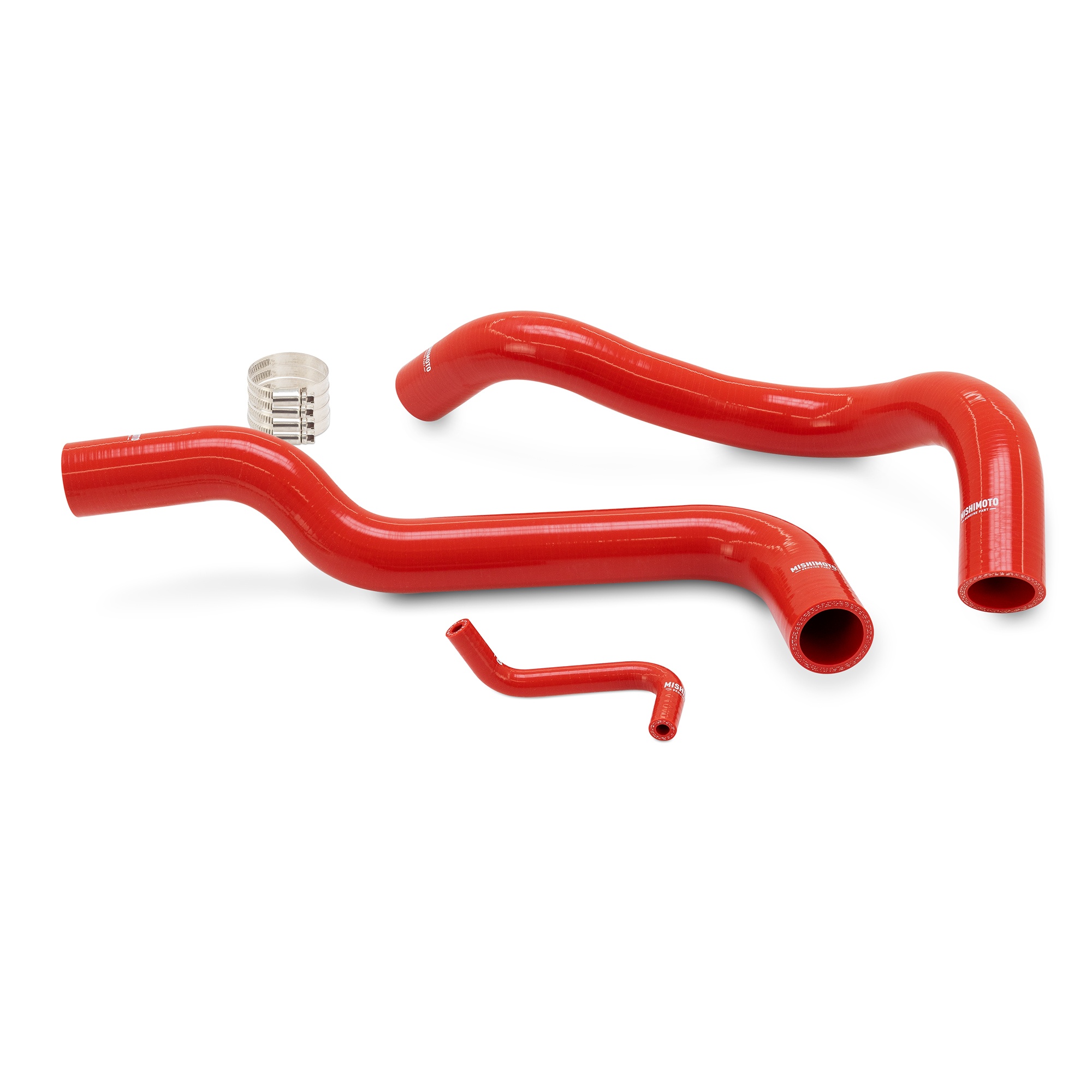 Mishimoto red silicone radiator hose kit for 2005-2015 Toyota Tacoma 2.7L, part MMHOSE-TAC27-05RD