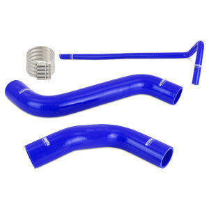 Mishimoto blue silicone hose kit MMHOSE-WRX-22BL installed in a 2022+ Subaru WRX engine bay