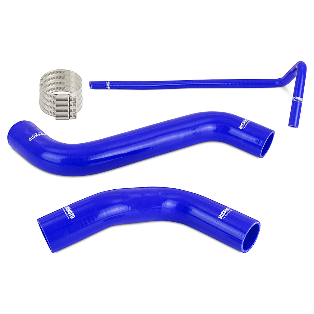 Mishimoto blue silicone hose kit MMHOSE-WRX-22BL installed in a 2022+ Subaru WRX engine bay