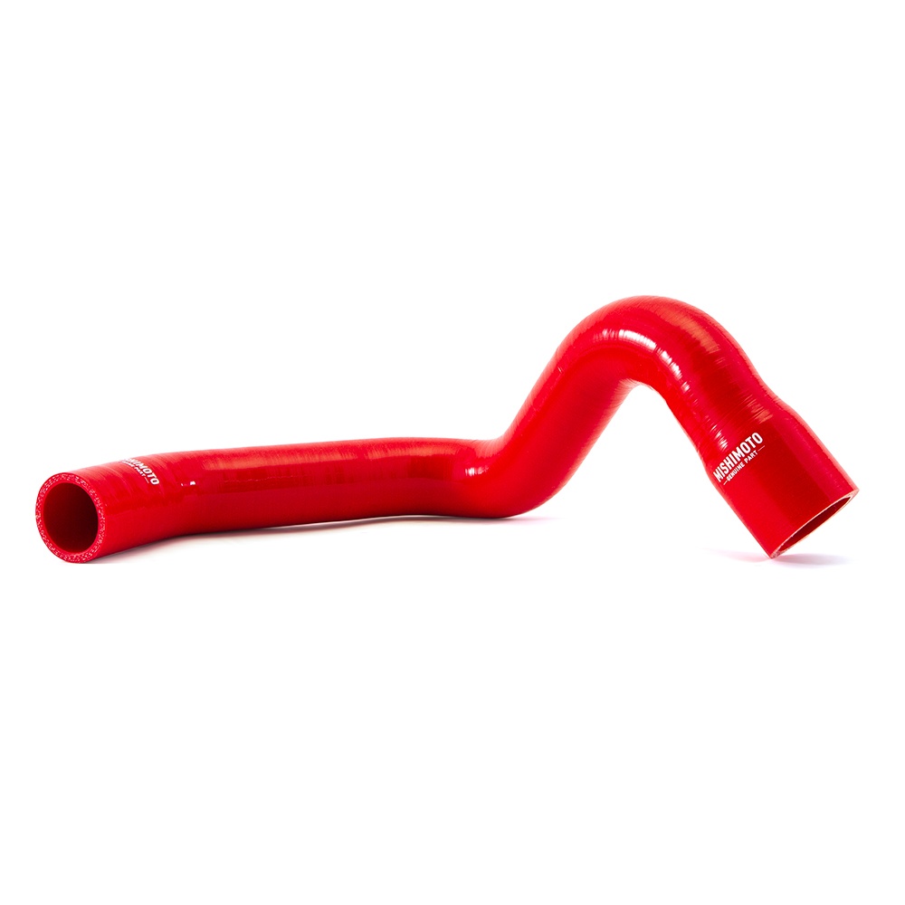 Mishimoto MMHOSE-XJ6-92KRD silicone upper and lower radiator hoses shown in red