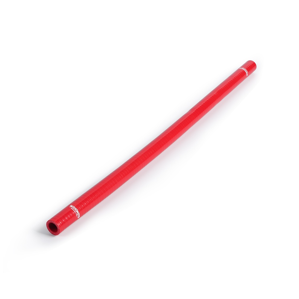 Red silicone heater hoses with worm-gear clamps included in Mishimoto Jeep XJ cooling kit