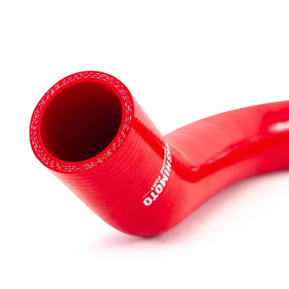 Five-layer silicone hose construction with heat-resistant fibers on Mishimoto XJ hose kit