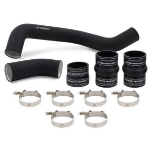 Mishimoto wrinkle-black hot-side intercooler pipe and boot kit for 2017-2019 Duramax L5P trucks