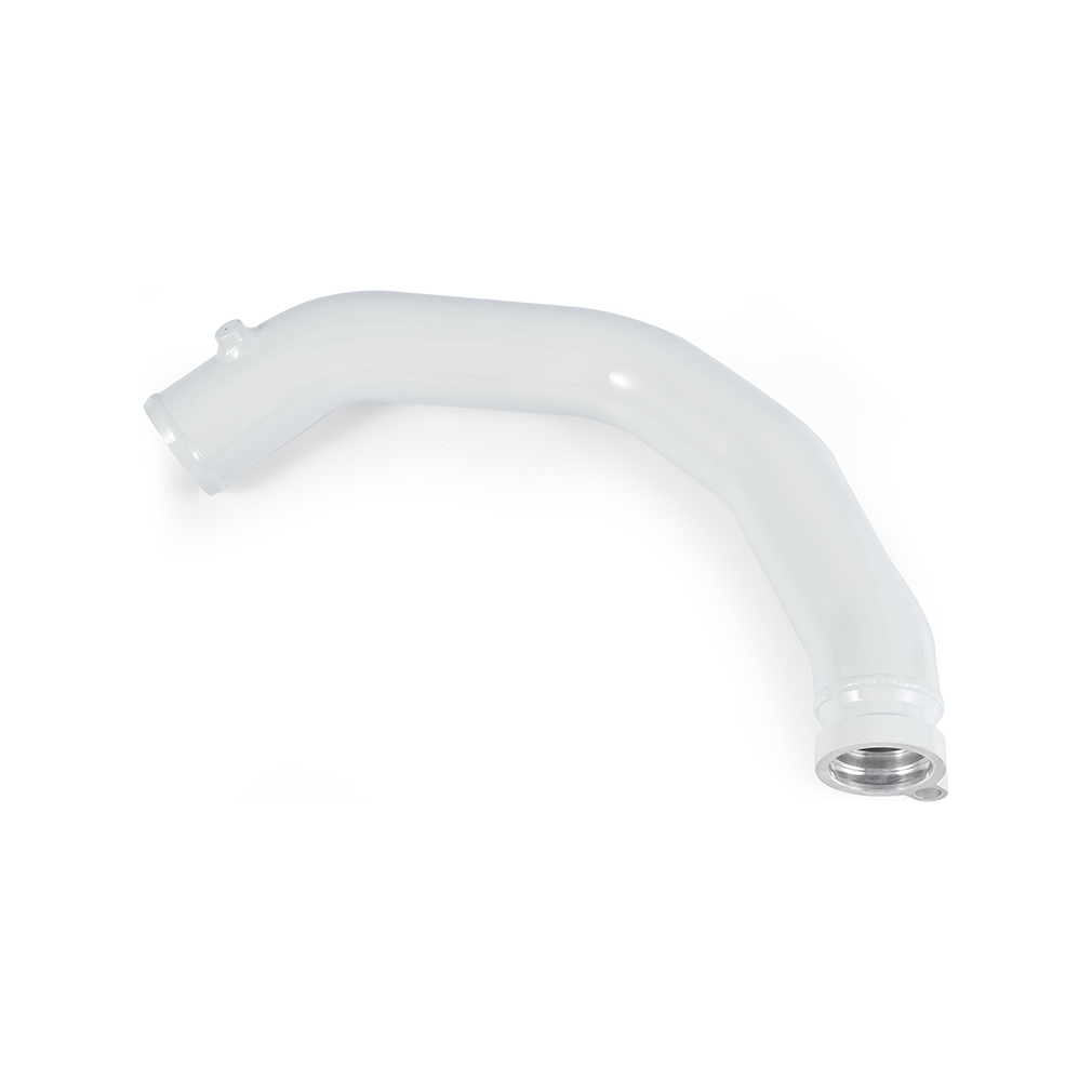 Mishimoto charge pipe kit color matched to Alpine White for BMW M4 engine bay