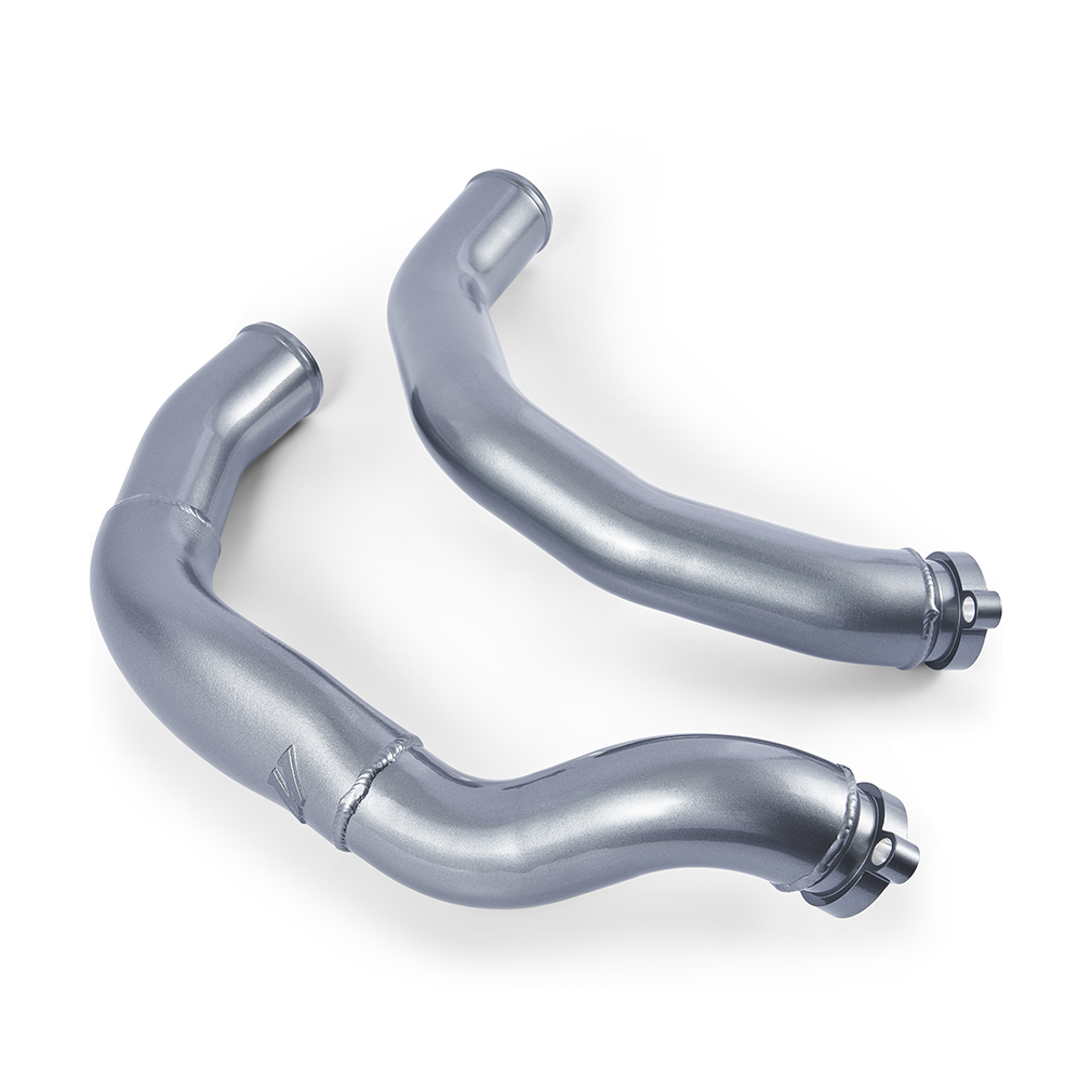TIG-welded aluminum charge pipes with black silicone couplers and worm gear clamps