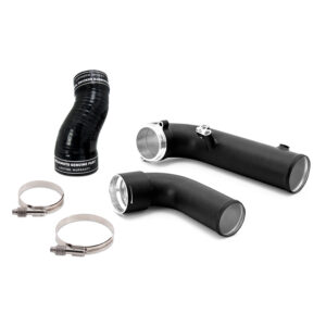 Mishimoto aluminum charge pipe MMICP-SUP-20BK for 2020+ Toyota GR Supra B58 engine, black powder coat finish