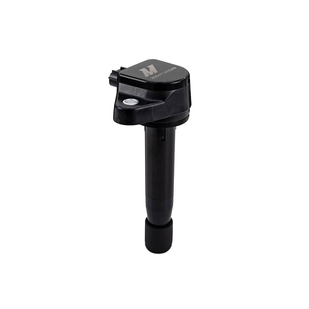 Mishimoto ignition coil showing phenolic resin outer shell and female blade terminal connector