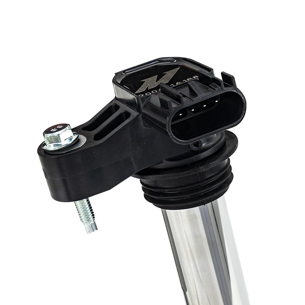 Close-up of Mishimoto ignition coil terminal and connector, blade-type, female gender