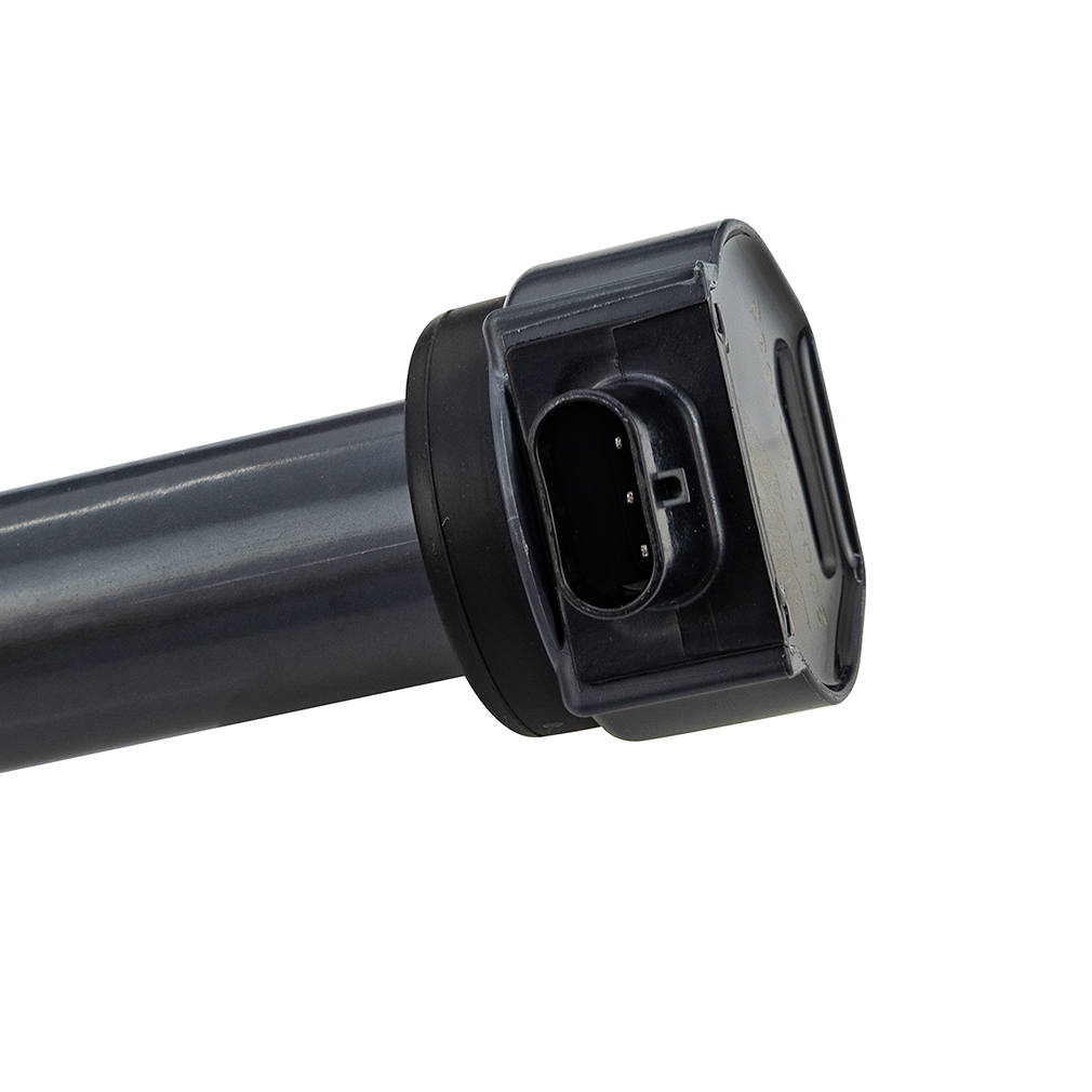 Close-up of Mishimoto ignition coil's phenolic resin outer shell and blade connector