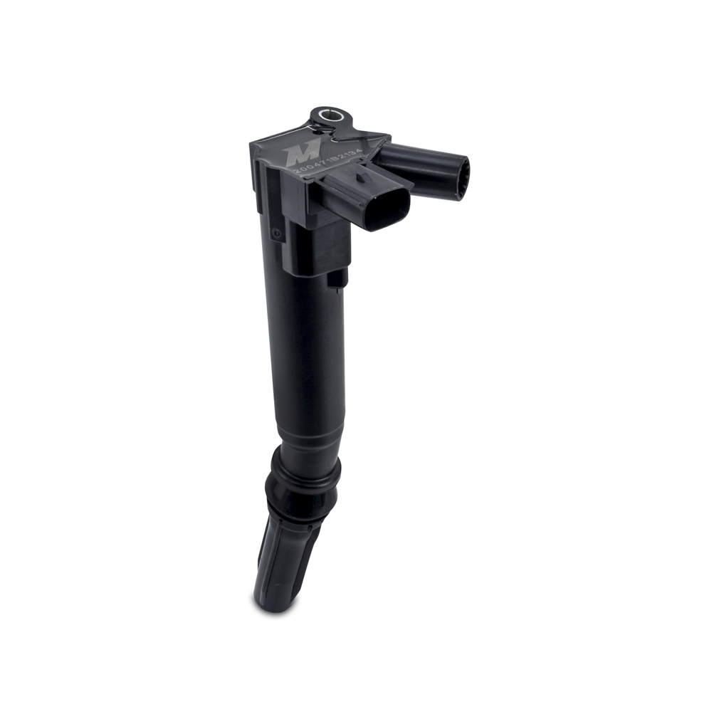 Mishimoto ignition coil showing blade terminal and female connector design