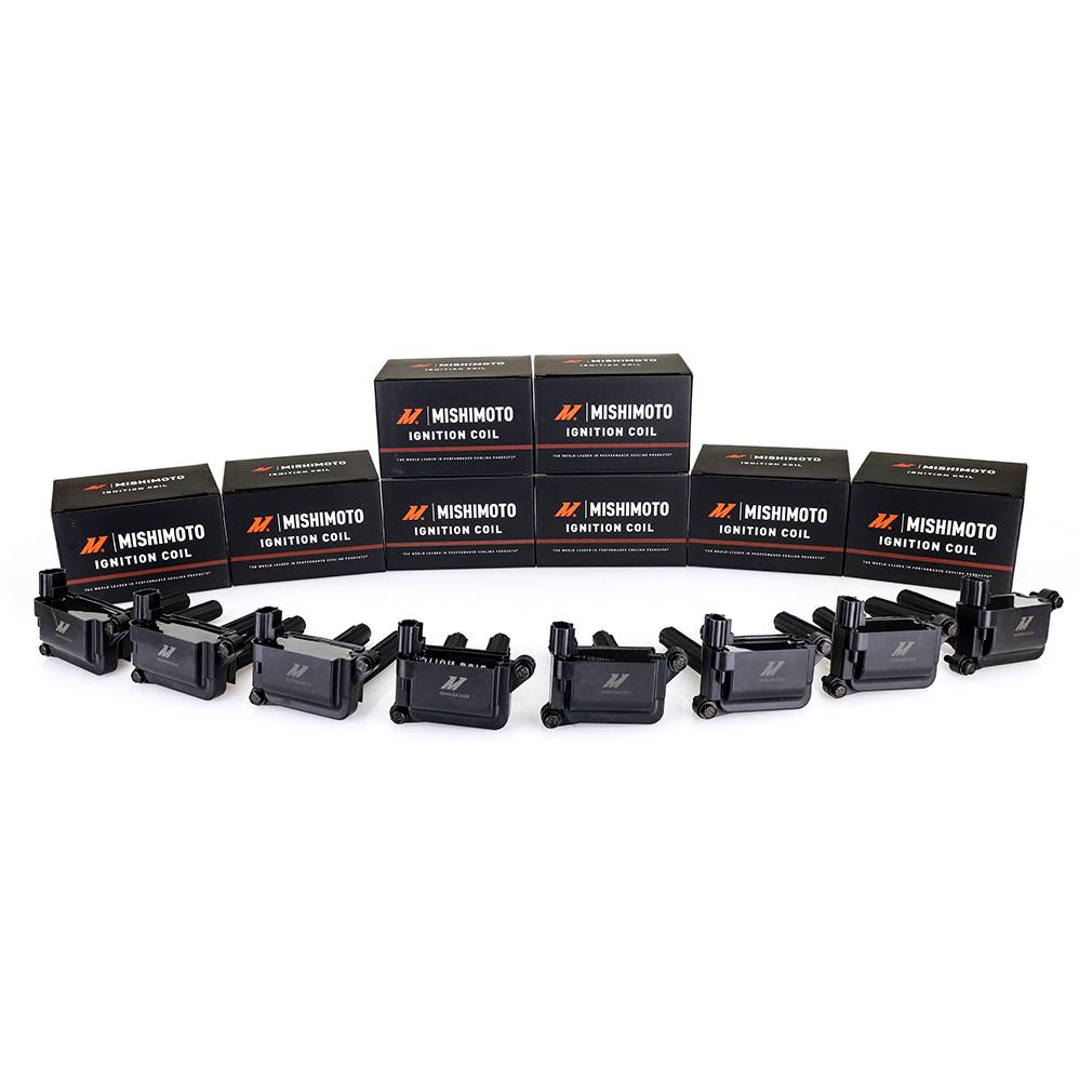 Black Mishimoto ignition coil with blade terminal and female connector gender