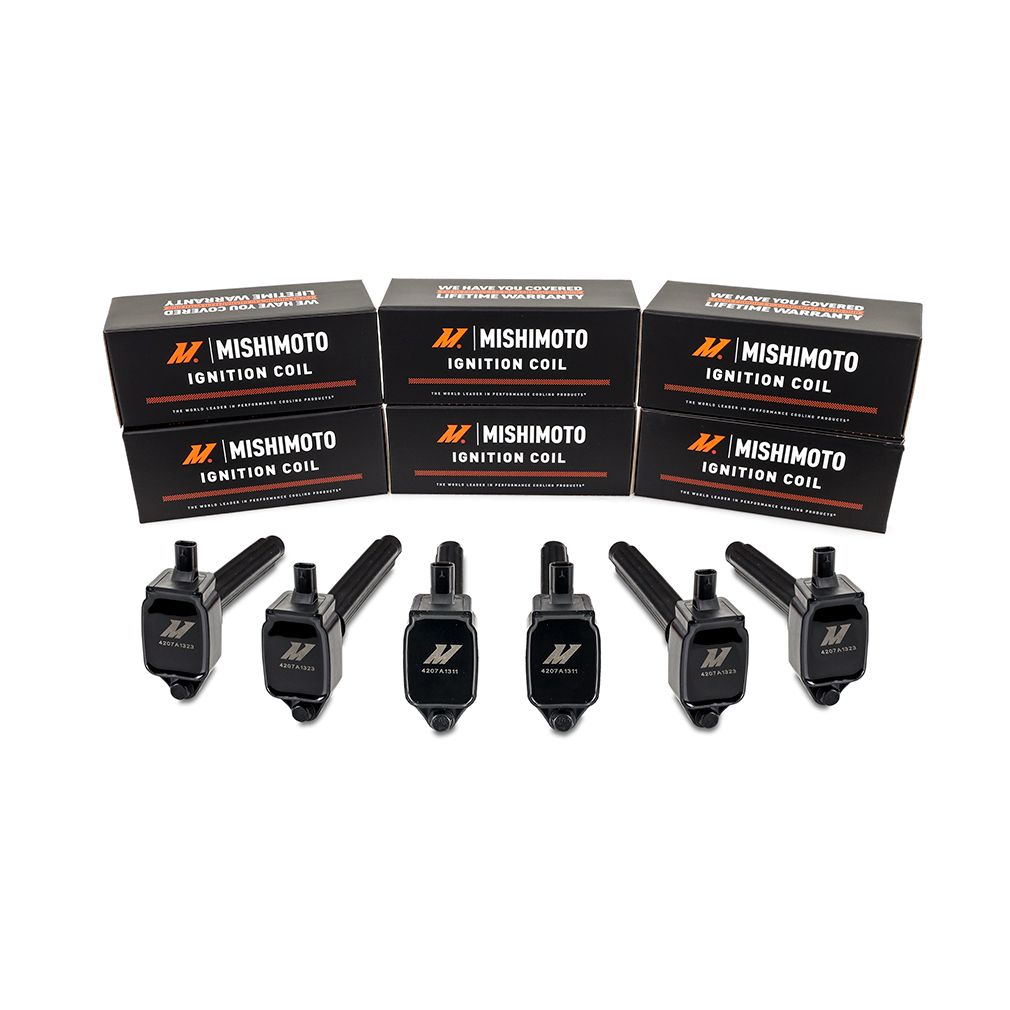 Mishimoto ignition coil set packaging for Jeep Wrangler and Pentastar V6 vehicles