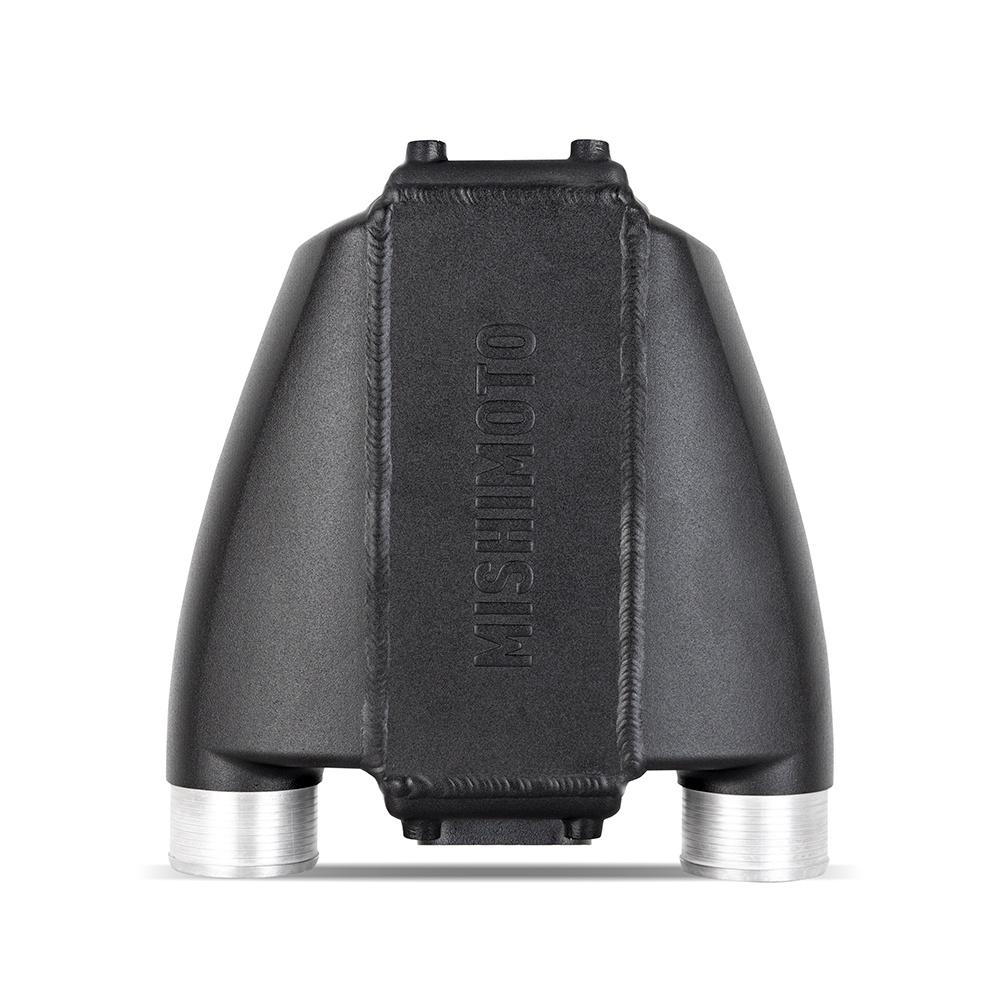 Cast-aluminum end tank on Mishimoto air-to-water intercooler rated to 100 psi of boost
