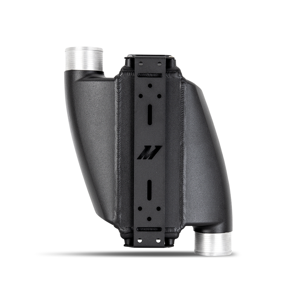 Mishimoto MMINT-A2W-DPR-1 air-to-water intercooler with bar-and-plate aluminum core and black powder coat finish
