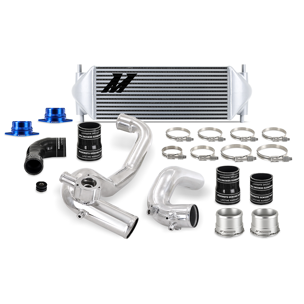 Mishimoto Performance Intercooler and Pipe Kit for 2021-2024 Ford Bronco 2.3L EcoBoost with silver core and polished pipes