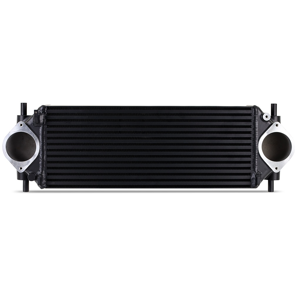 Cast aluminum end tanks and CNC-machined 6061 aluminum flanges on Mishimoto Bronco intercooler