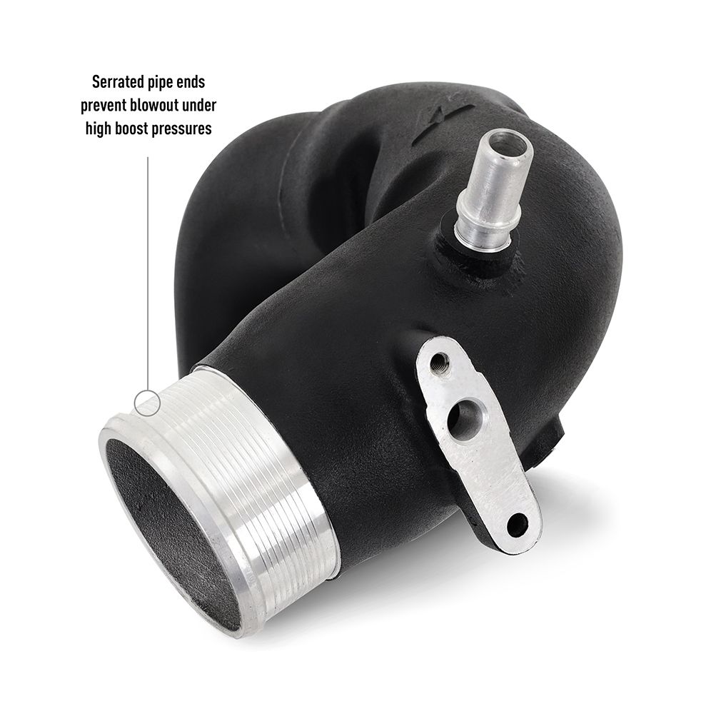 1/8-NPT port on cold-side intercooler pipe for methanol injection or sensor installation