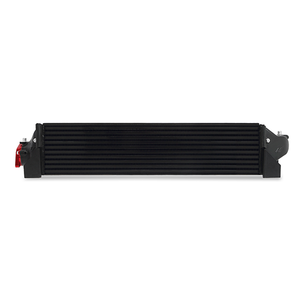 Cast aluminum end tanks on Mishimoto bar-and-plate intercooler core for Honda Civic