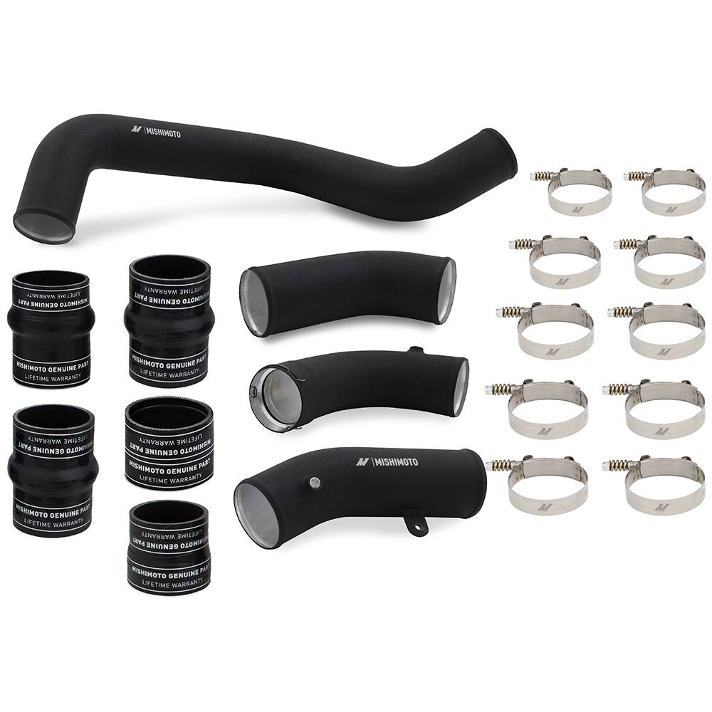 Mishimoto L5P Duramax intercooler kit installed on 2017-2019 Chevrolet Silverado HD engine bay
