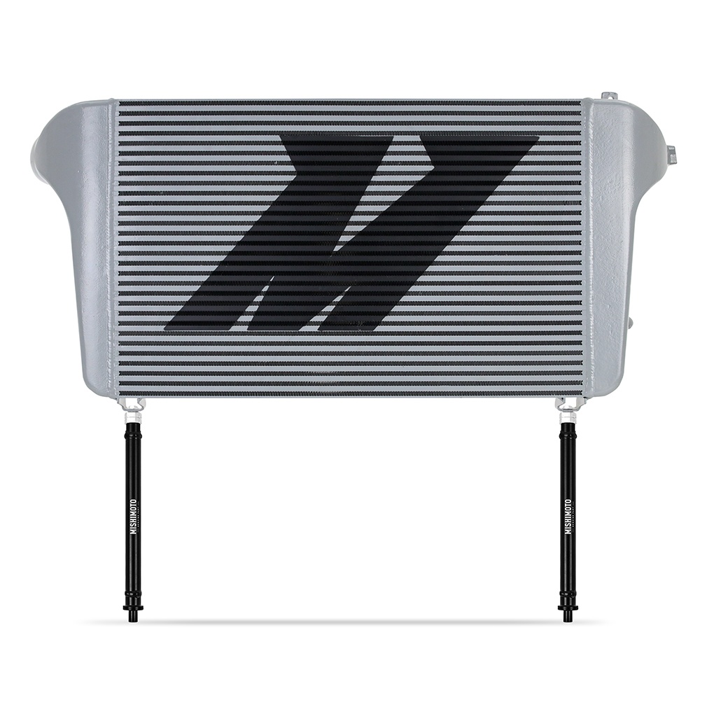 Silver powder-coated bar-and-plate intercooler core with cast aluminum end tanks for Ford Explorer ST