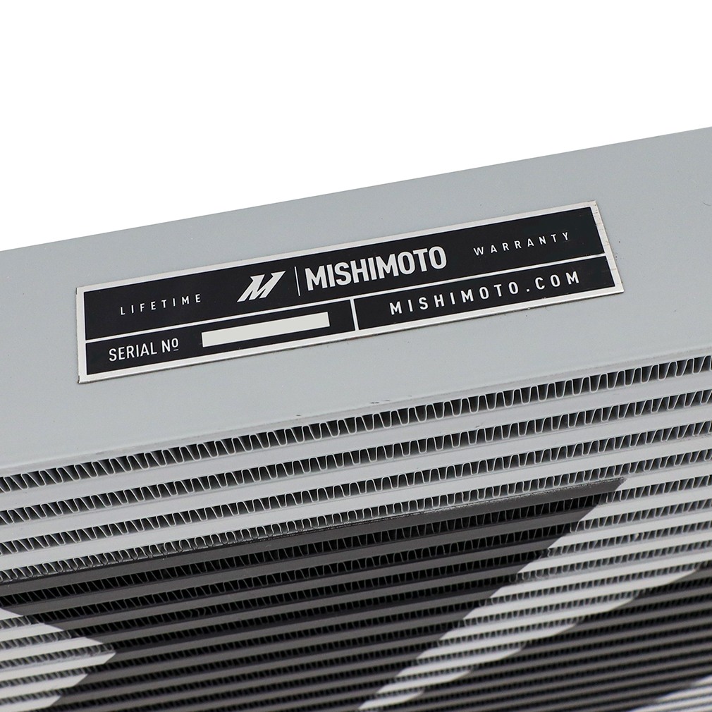 Front view of Mishimoto forced induction intercooler installed on 2020-2024 Ford Explorer ST