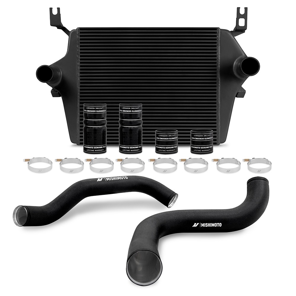 Mishimoto MMINT-F2D-99KBKBK black bar-and-plate intercooler for 1999-2003 Ford 7.3L Powerstroke