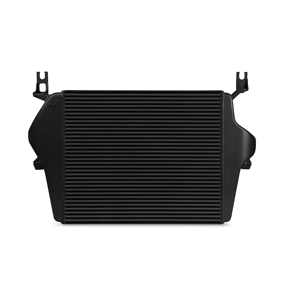 Cast aluminum end tanks on Mishimoto 7.3L Powerstroke intercooler core