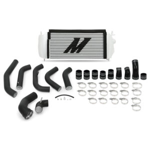 Mishimoto MMINT-F35T-15KBSL silver intercooler with black aluminum piping for 2015-2016 Ford F-150 EcoBoost