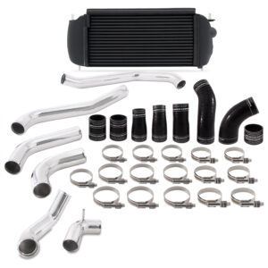 Mishimoto MMINT-F35T-17KPBK black intercooler with polished aluminum piping for 2017-2020 F-150 EcoBoost
