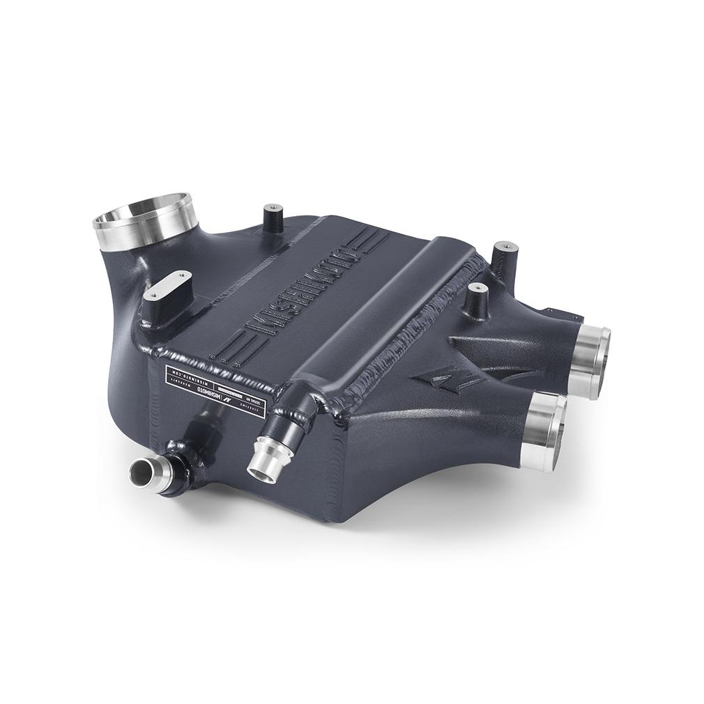 Mishimoto bar-and-plate air-to-water Performance Intercooler with cast aluminum end tanks