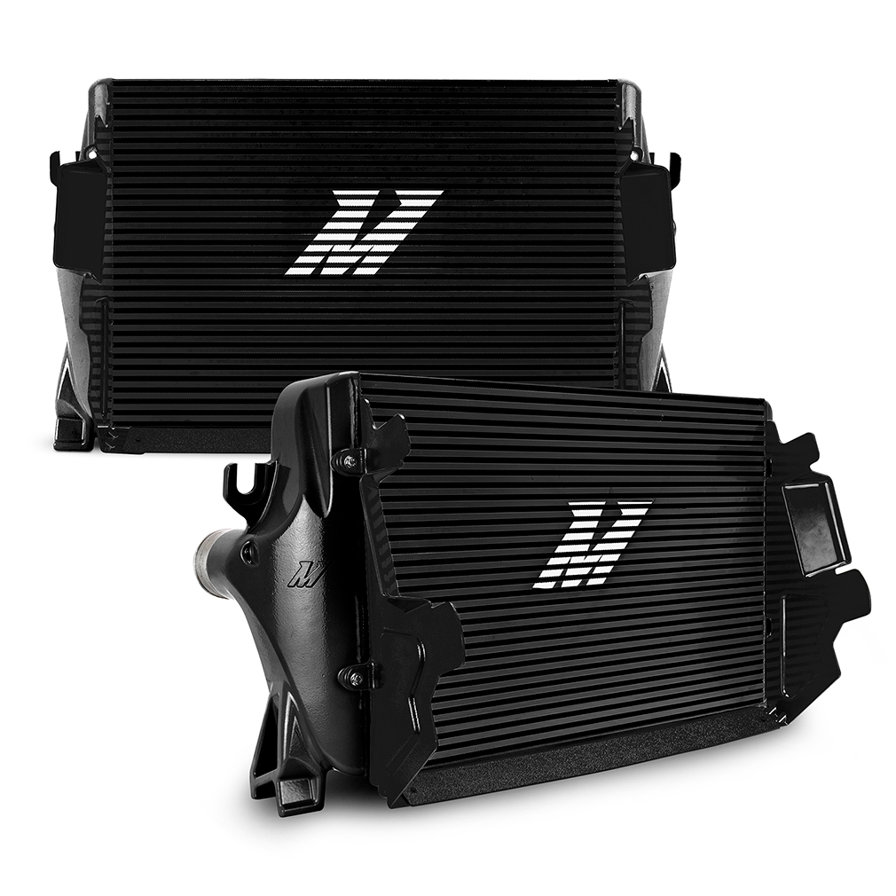 Mishimoto MMINT-RAM-19KBKWBK bar-and-plate performance intercooler for 2019-2024 Dodge Ram 6.7L Cummins
