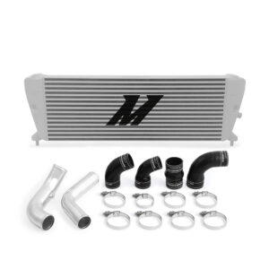 Mishimoto silver bar-and-plate intercooler for 2011+ Ford Ranger 3.2L Diesel, part MMINT-RGR-11KSLP