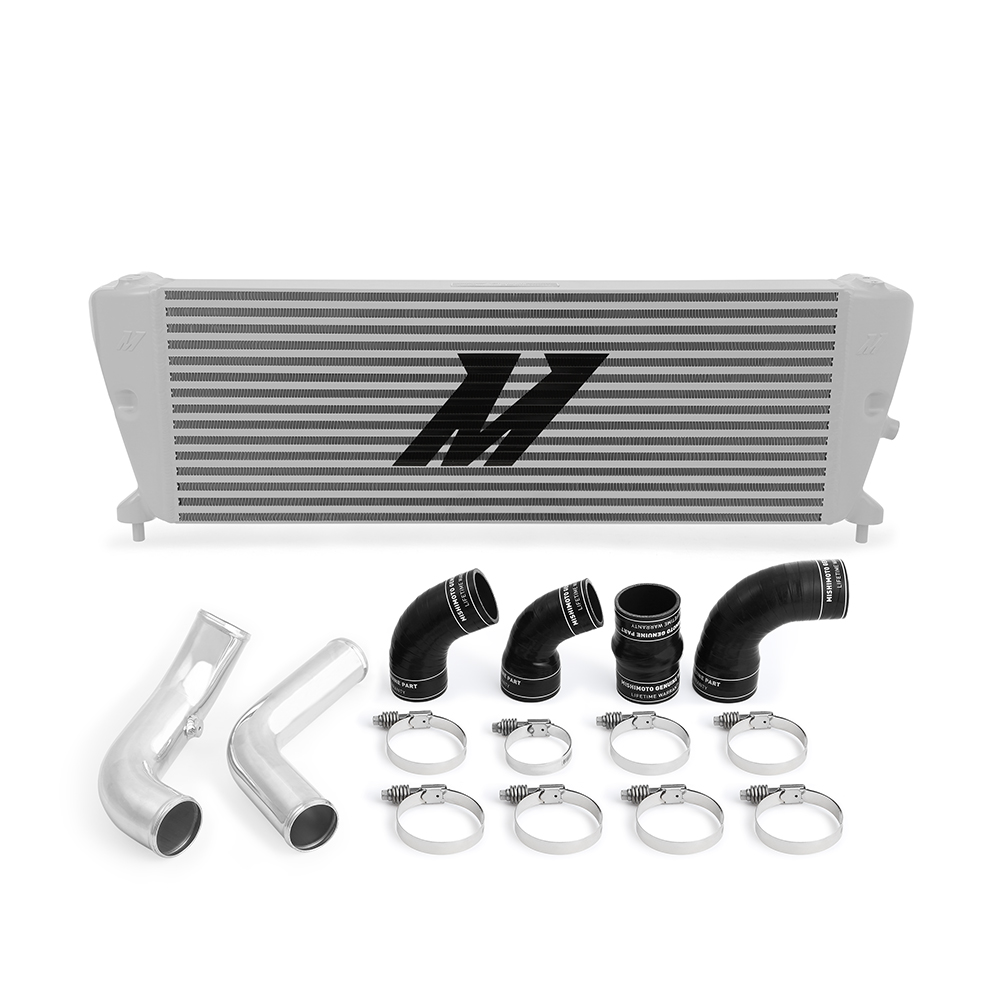 Mishimoto silver bar-and-plate intercooler for 2011+ Ford Ranger 3.2L Diesel, part MMINT-RGR-11KSLP