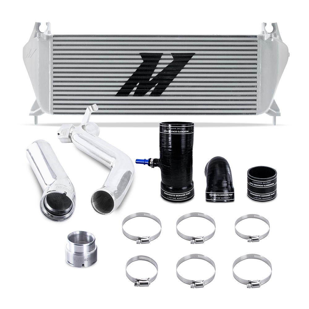Mishimoto performance intercooler kit installed on a 2019-2023 Ford Ranger 2.3L EcoBoost